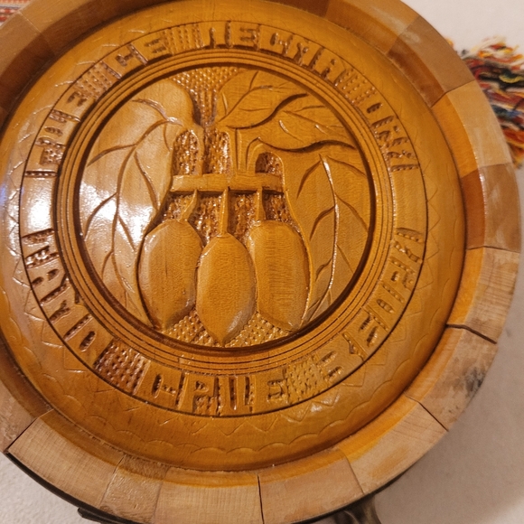 Vintage Wooden Flask Drinking Vessel Antique Hand Carved Wooden Flask w/Strap - Picture 12 of 16